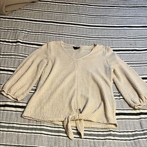 W5 Cream Textured Tie-Front Blouse